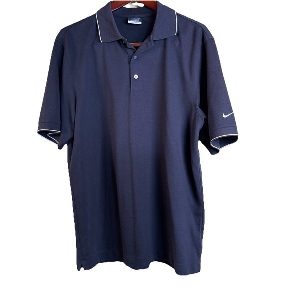 Nike Golf Fit Dri Polo Shirt Black Size Medium Outdoor Cotton Blend Short Sleeve - Picture 1 of 10